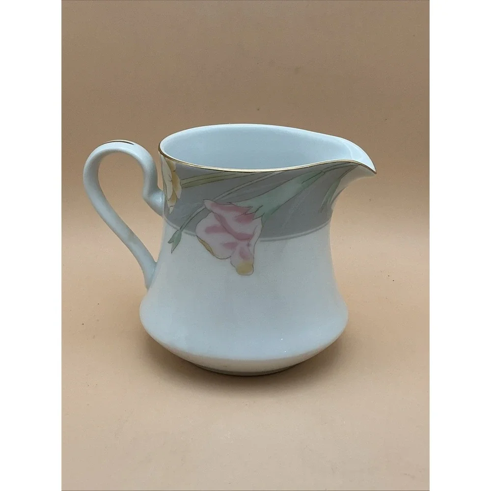 Mikasa Charisma Gray Sugar Bowl Lid Creamer Set Fine China L9049 Vintage Japan